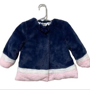 Infant Girls Winter Coat Color Block Faux Fur 18 Months Little Me